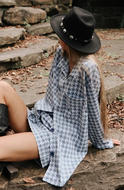 Be Intentional Blue Houndstooth Mini Skirt Made in USA - Clearance Final Sale