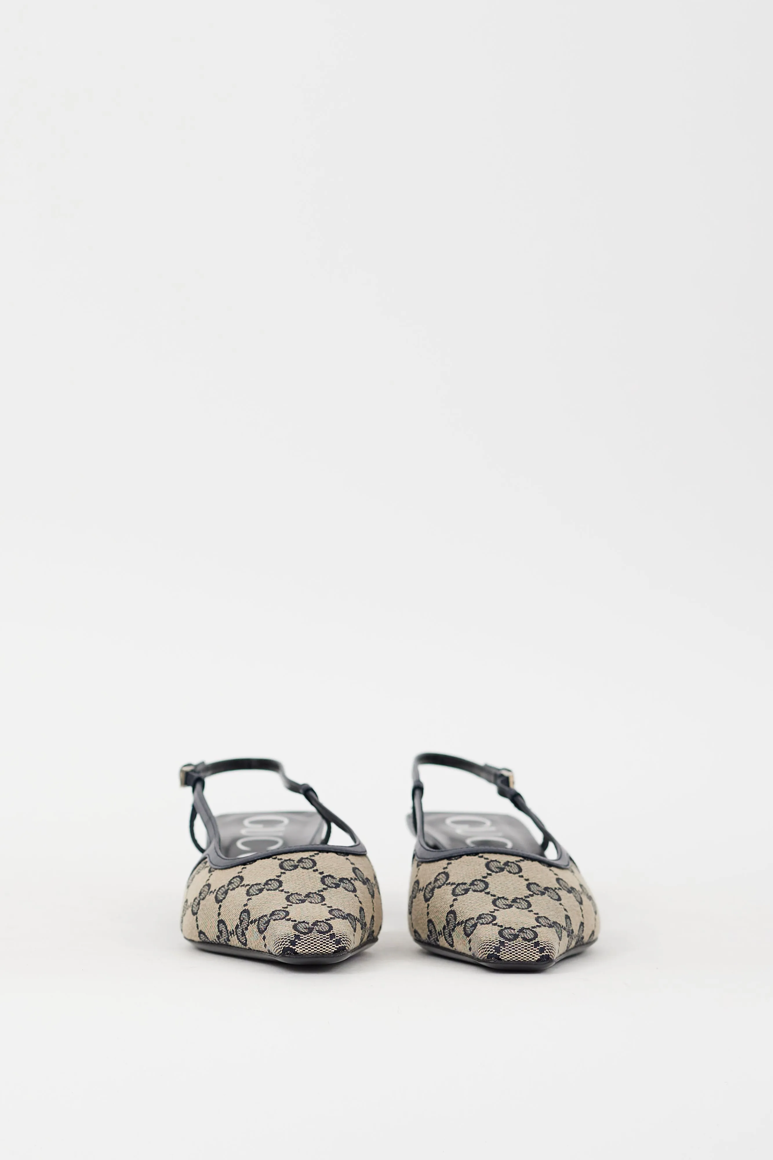 Beige & Navy GG Supreme Monogram Mule