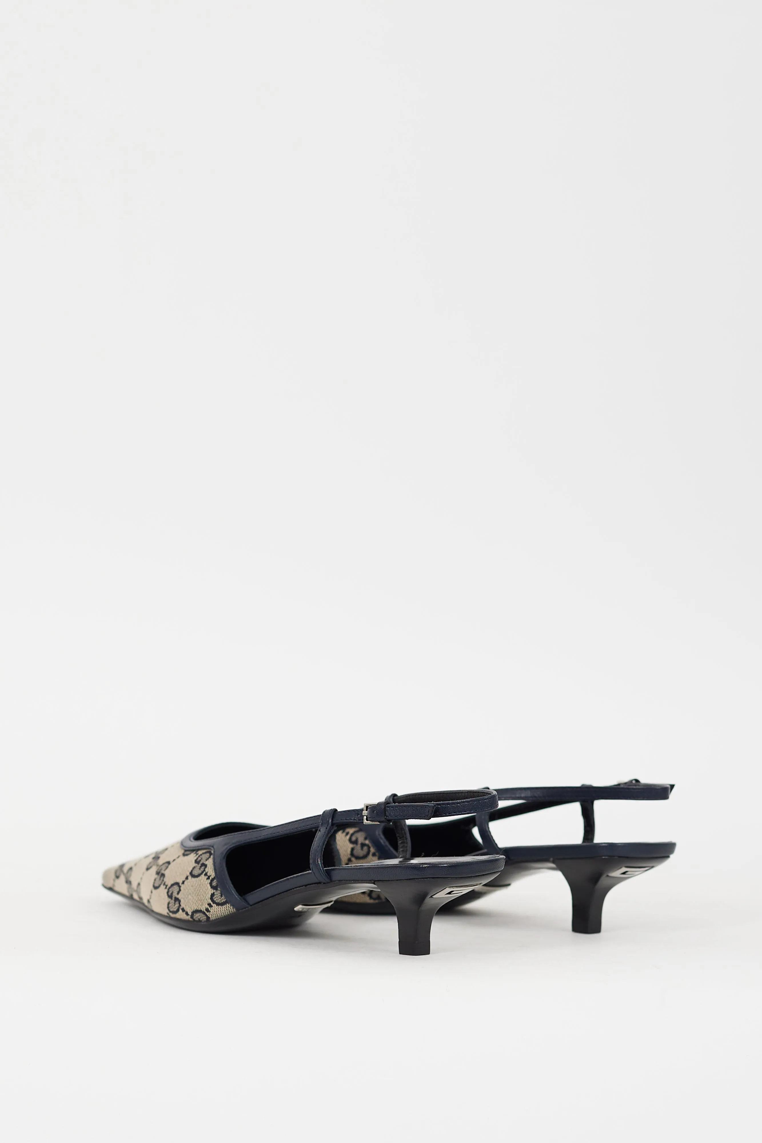 Beige & Navy GG Supreme Monogram Mule