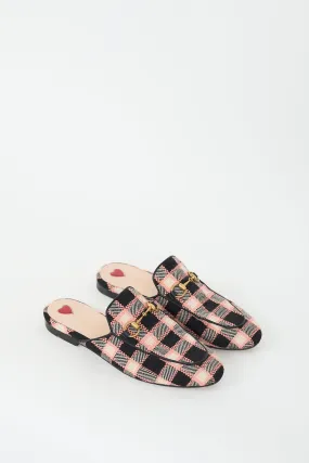 Black & Multi Tweed Princetown Mule