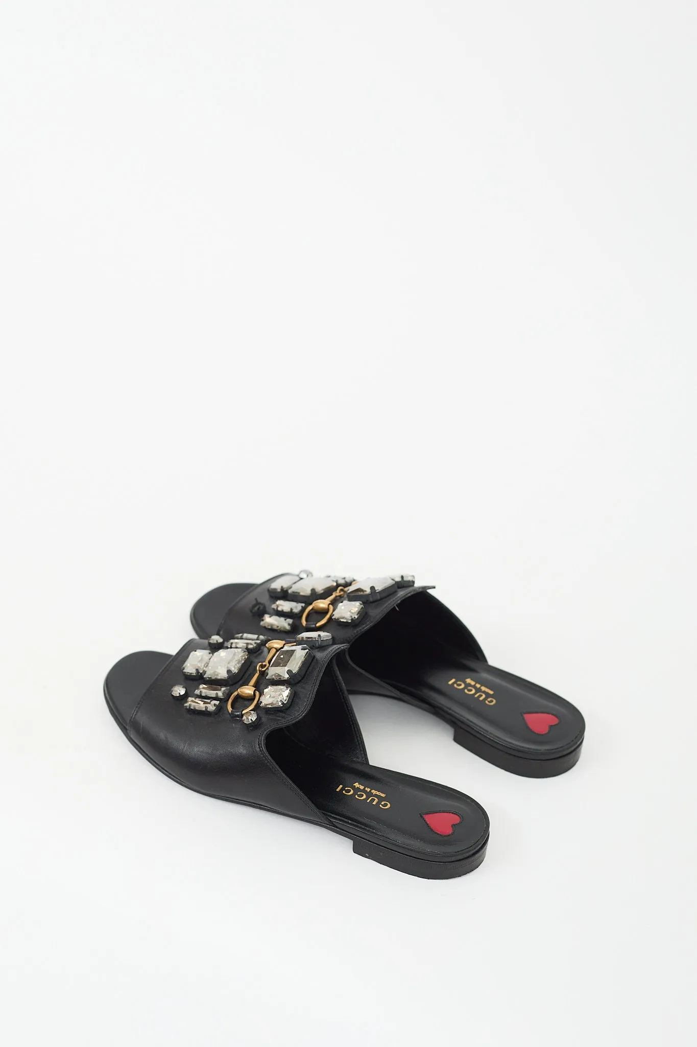 Black & Multicolour Leather Jewel Mule