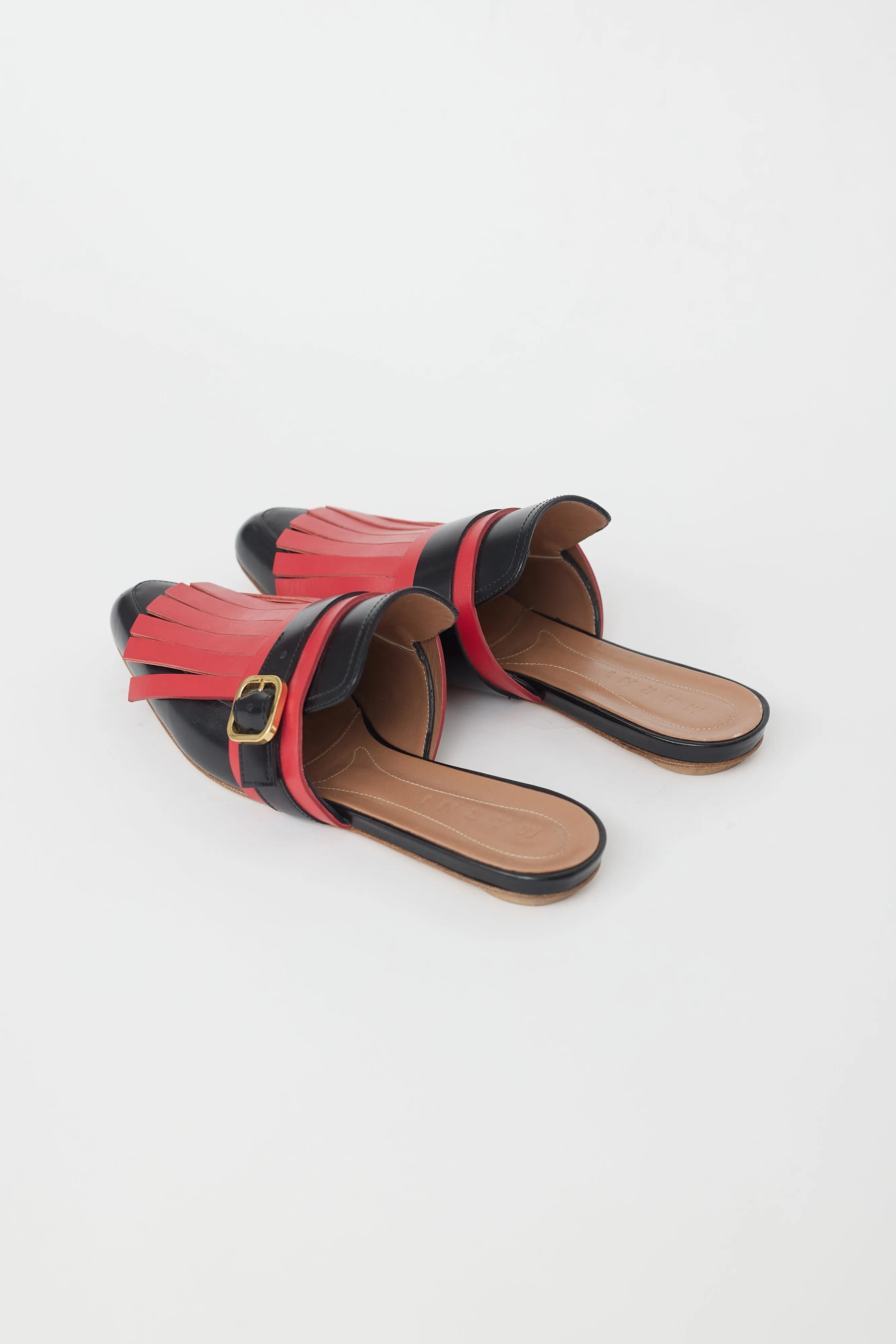 Black & Red Kiltie Fringe Mule