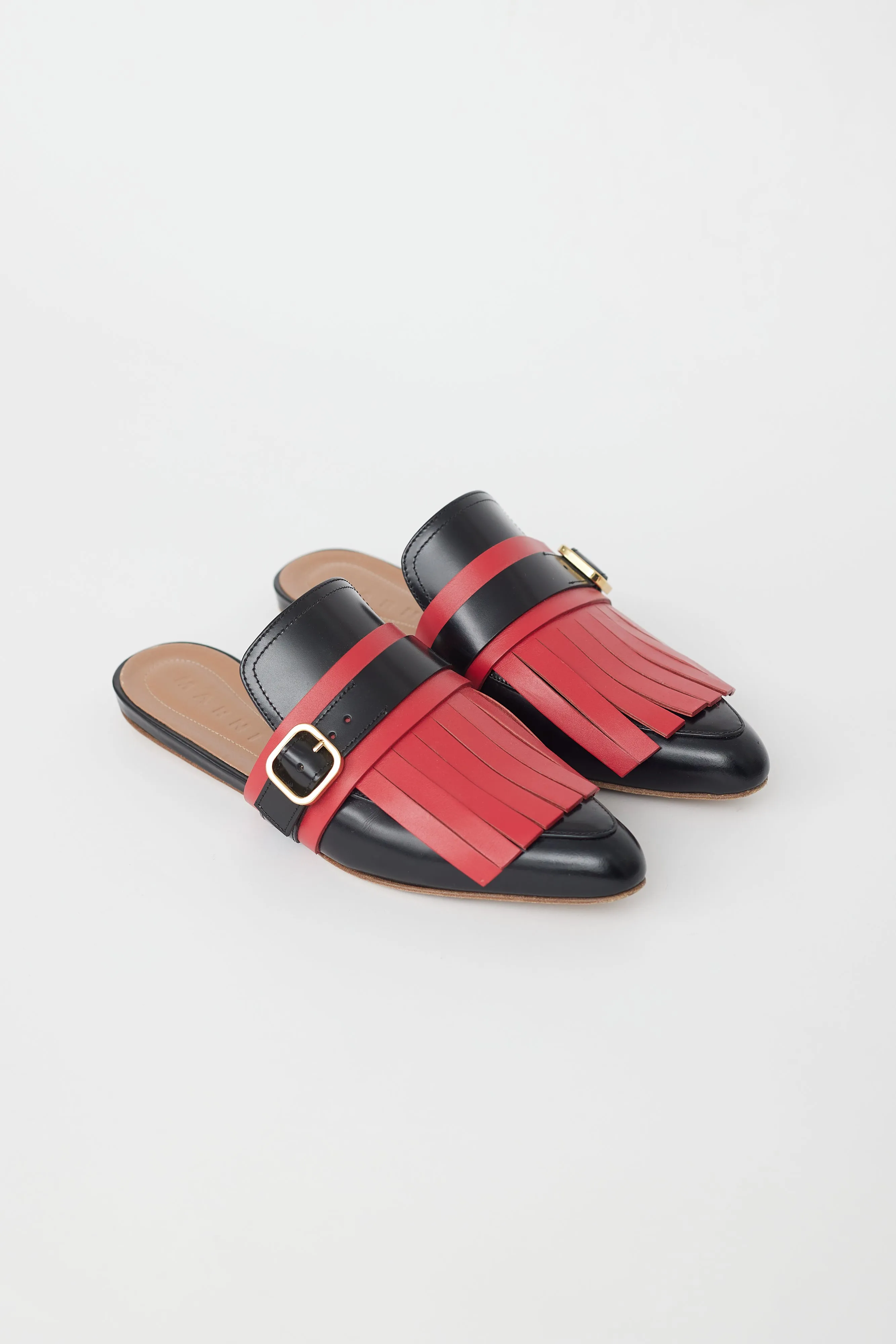 Black & Red Kiltie Fringe Mule