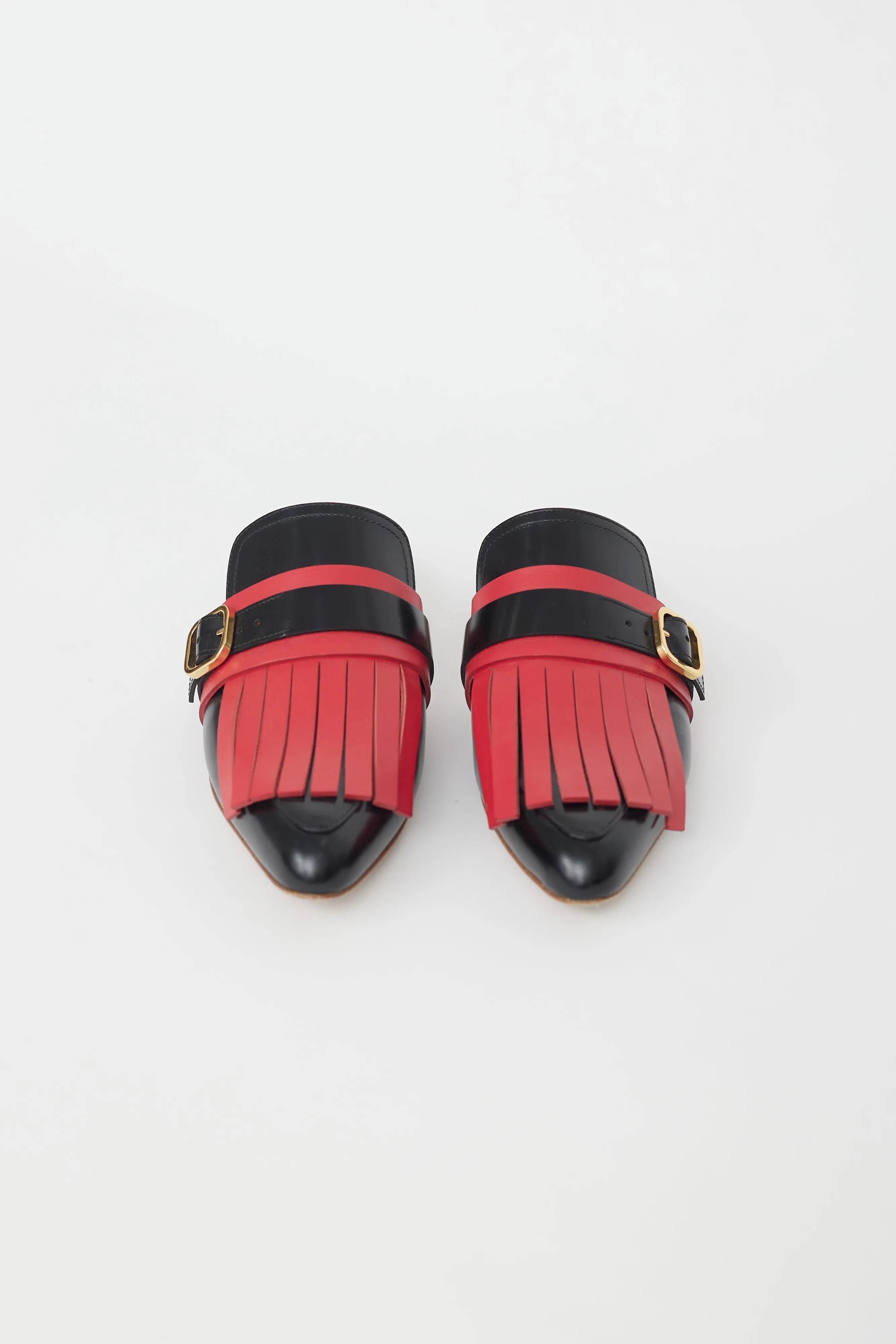 Black & Red Kiltie Fringe Mule
