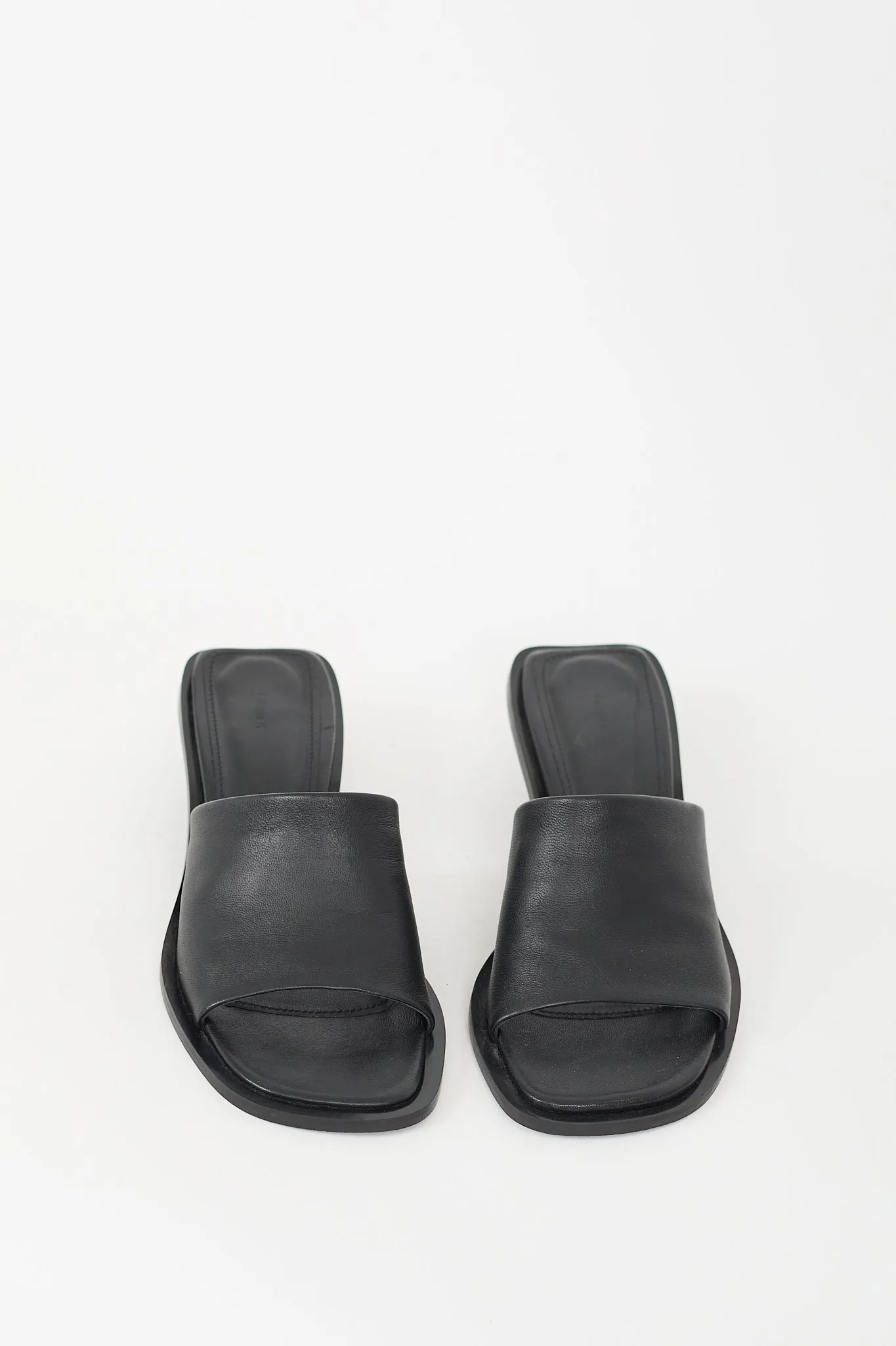 Black Leather Naima Mid Heeled Mule