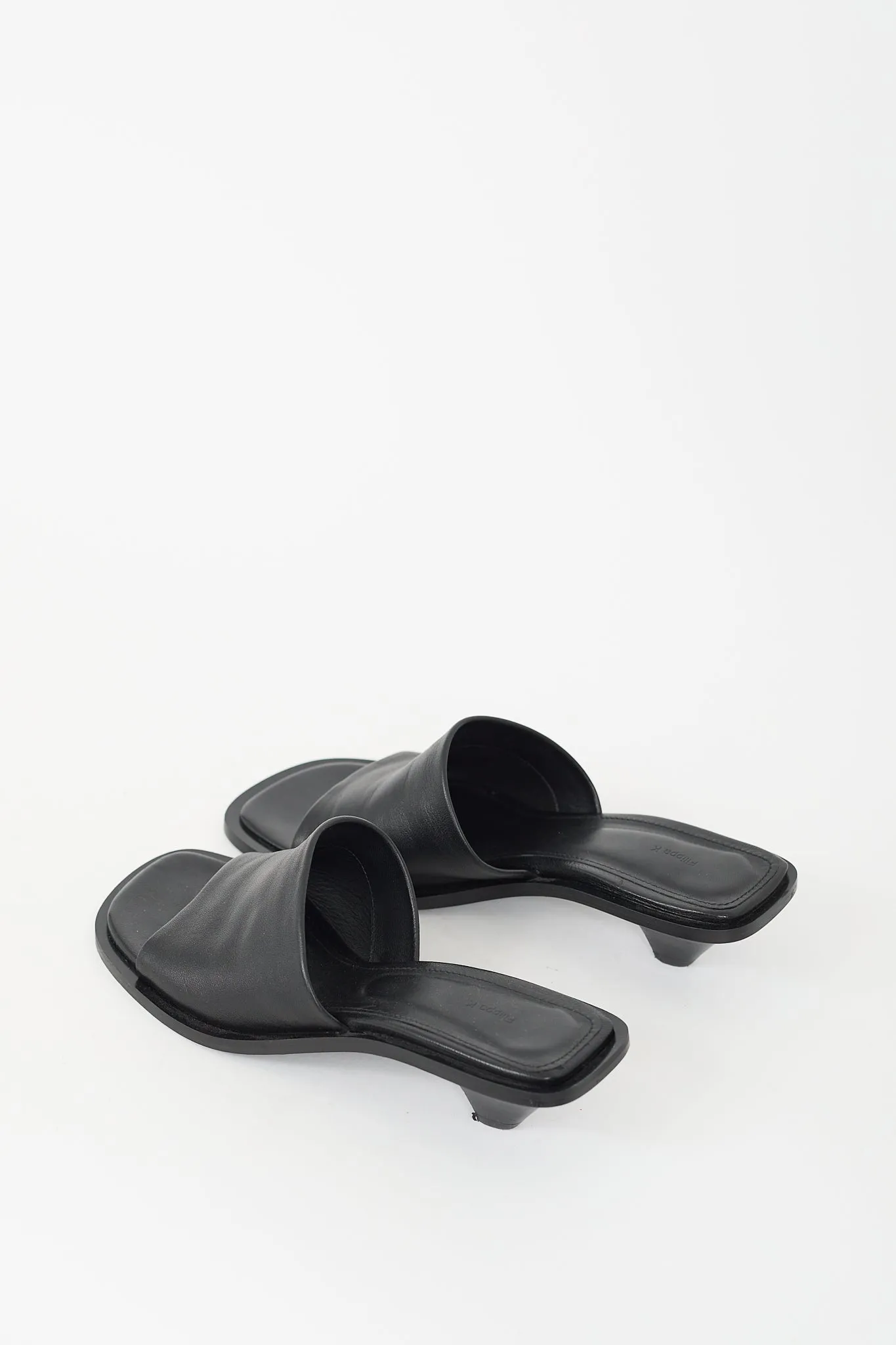 Black Leather Naima Mid Heeled Mule