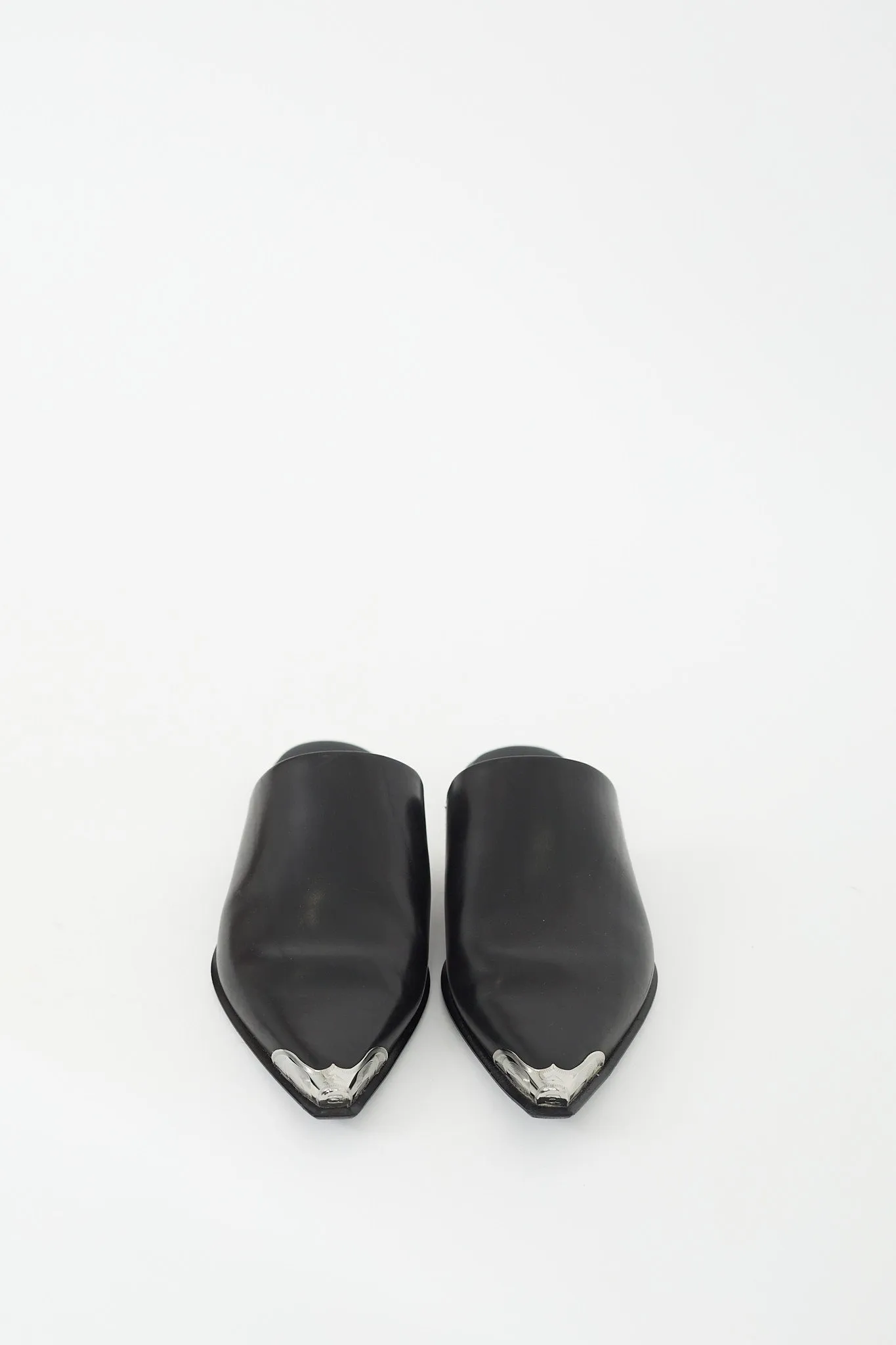 Black Leather Sullivan Western Mule