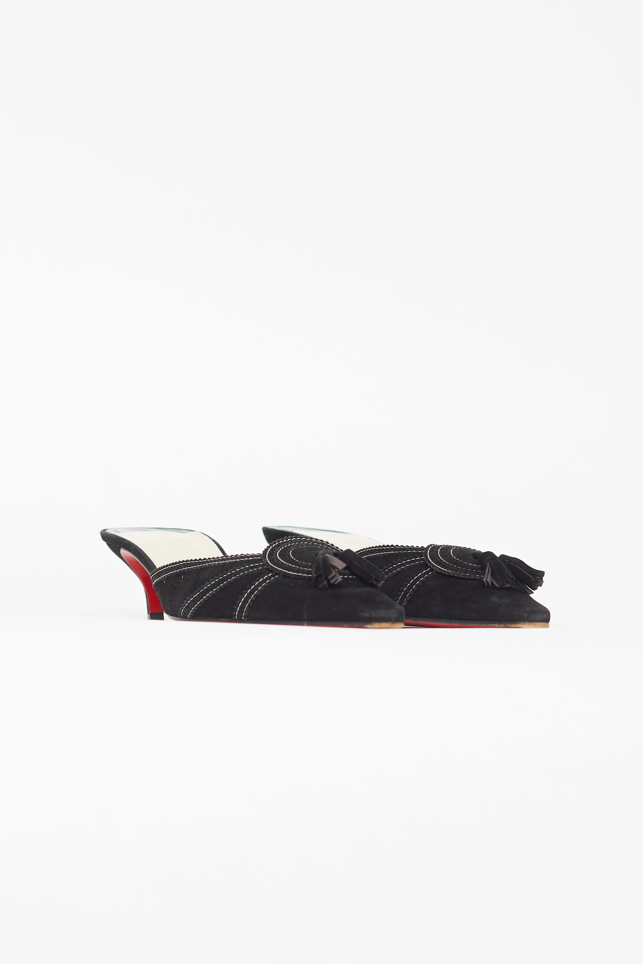 Black Suede Tassel Mule