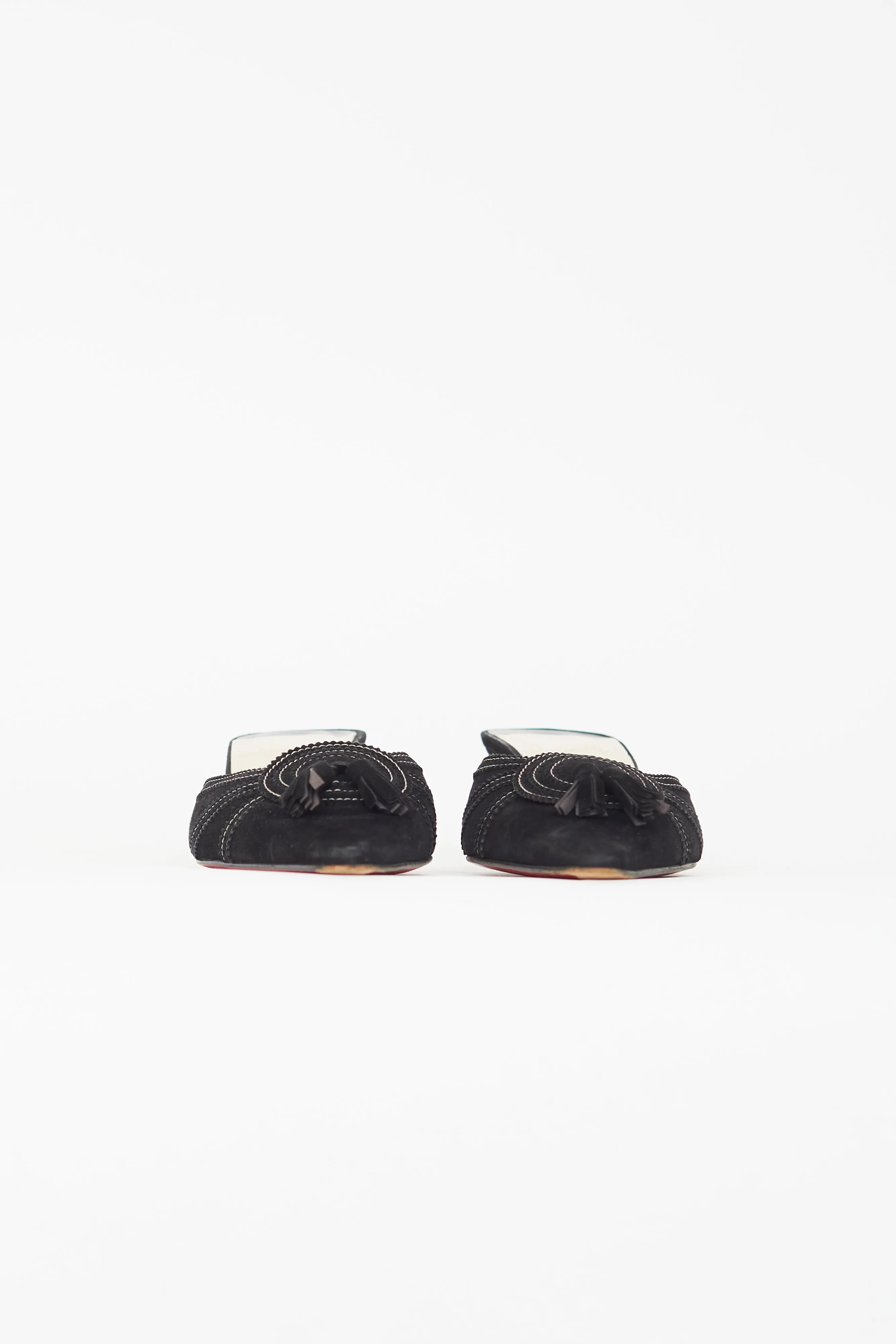 Black Suede Tassel Mule