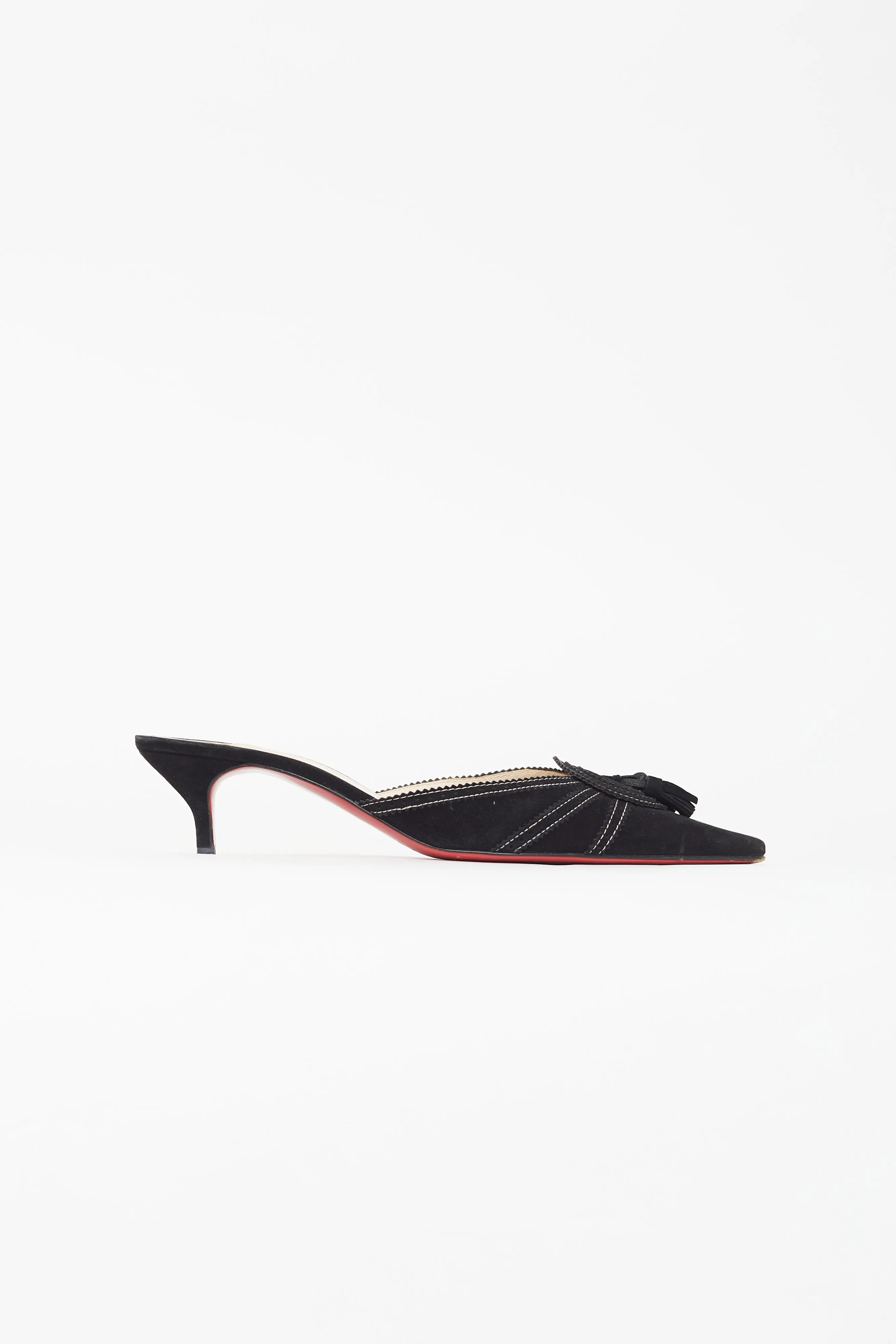 Black Suede Tassel Mule
