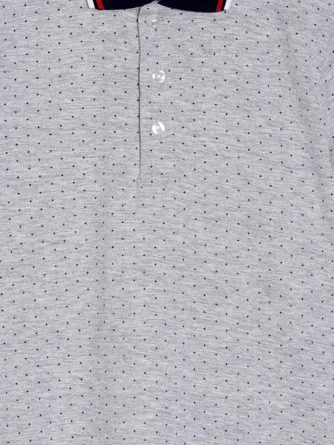 Boys Grey Printed Polo Cotton T-shirt