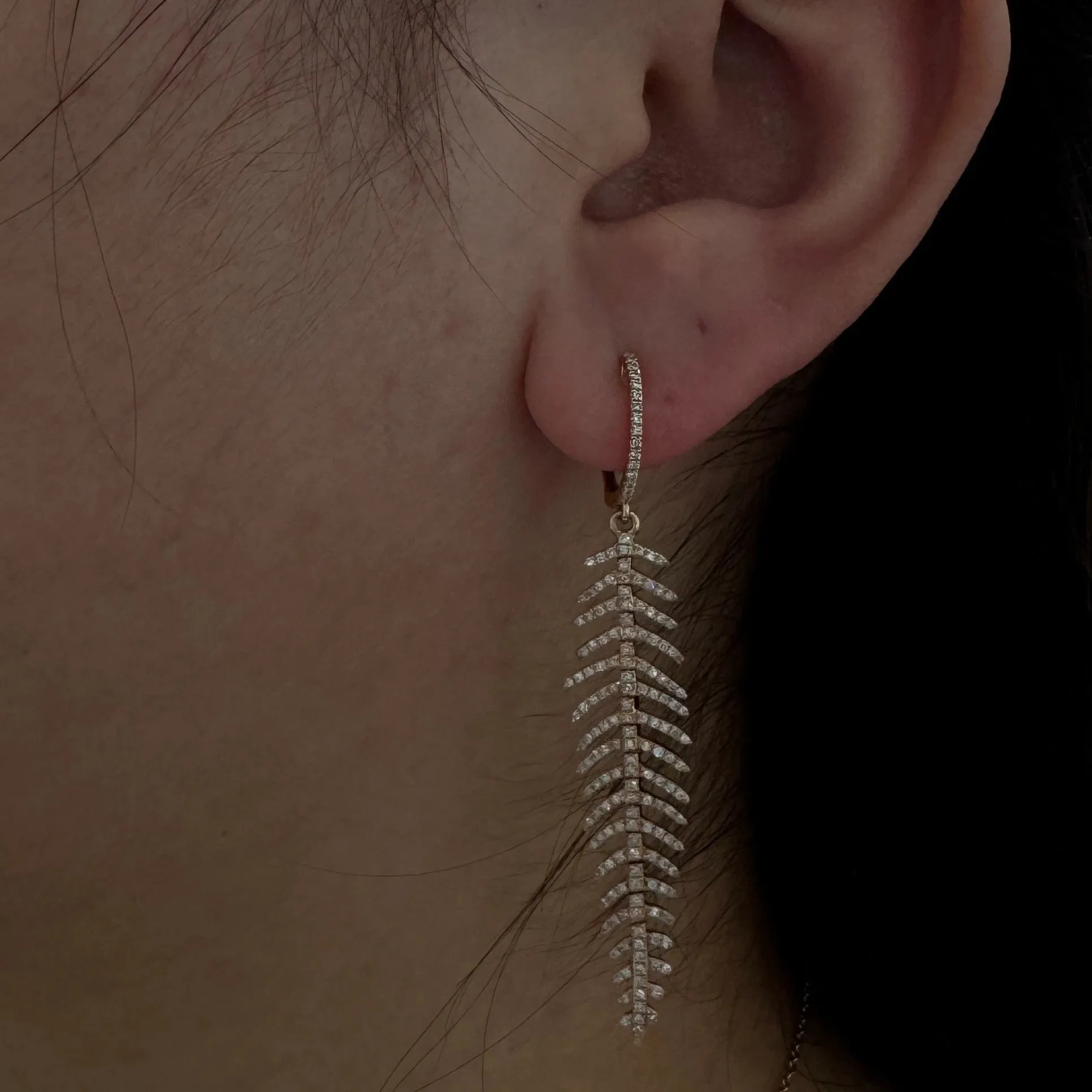 Diamond Leaf Earrings Flexible 45mm