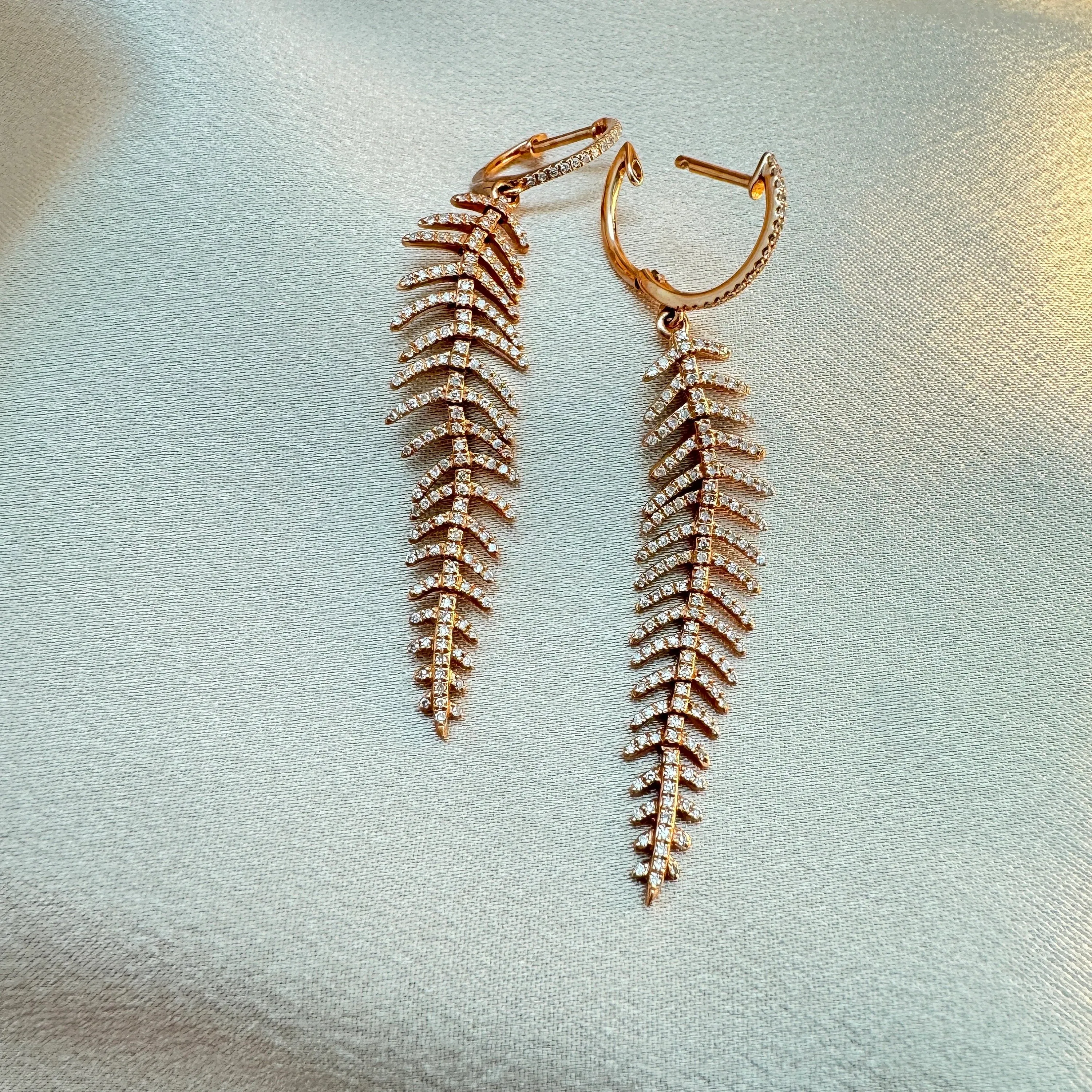 Diamond Leaf Earrings Flexible 45mm