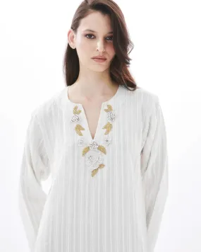 IVORY YASMINE ON BEIGE AMAL DRESS