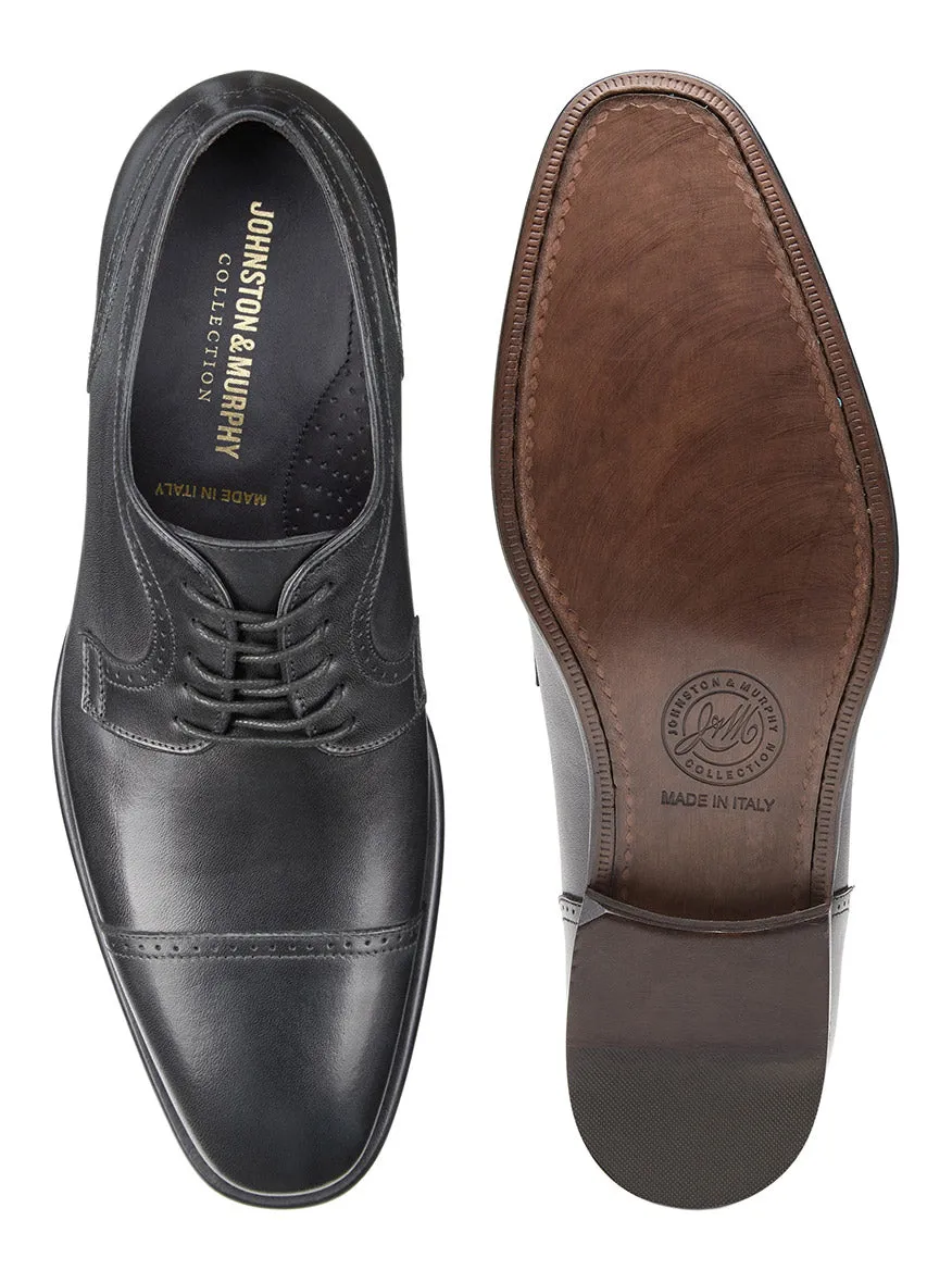 J & M Collection Cormac Cap Toe in Black Italian Calfskin