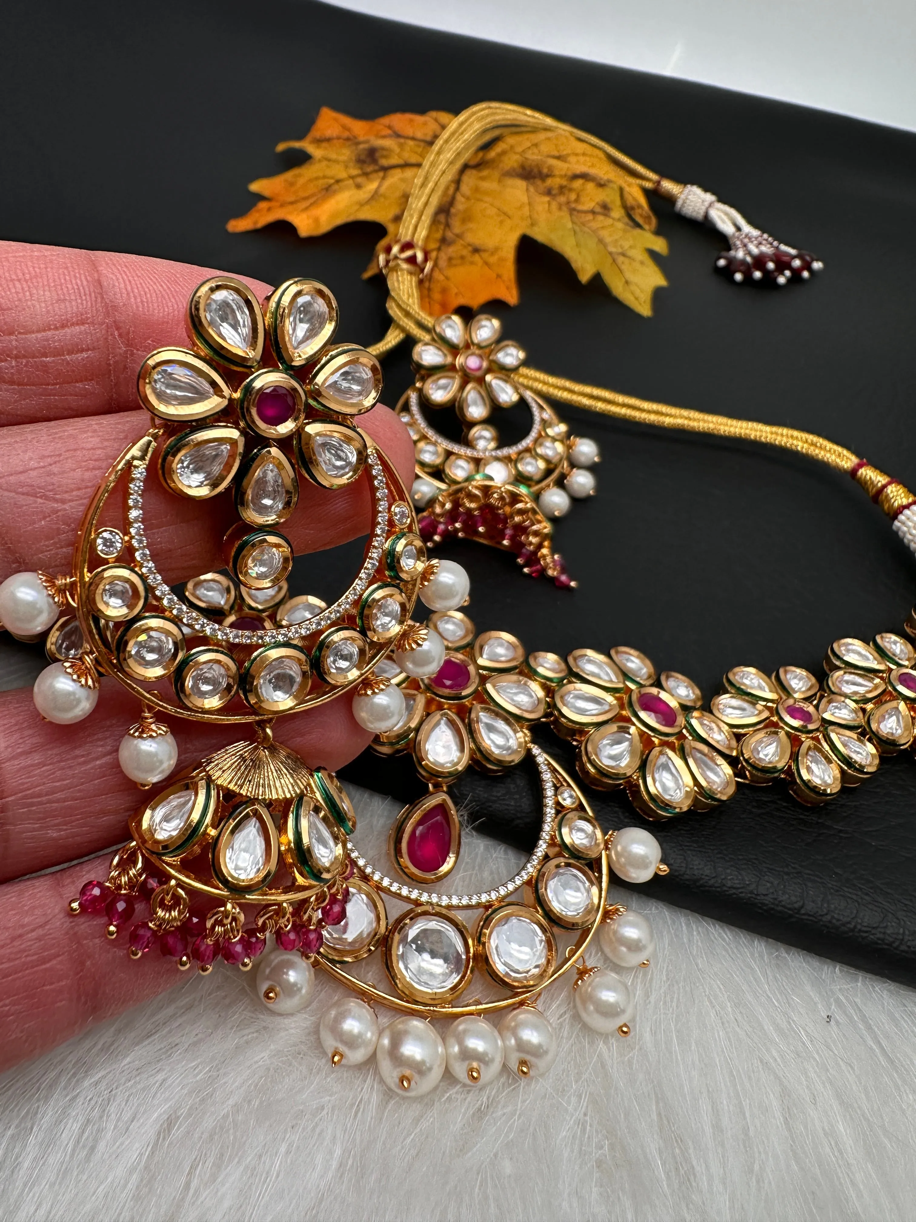 Kundan Chandbali Flexible Choker Necklace
