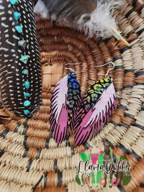Leather Feather Earrings