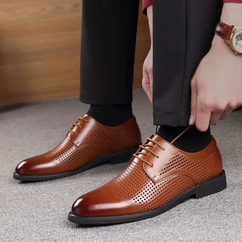 Men's Casual Breathable Genuine Leather Oxfords