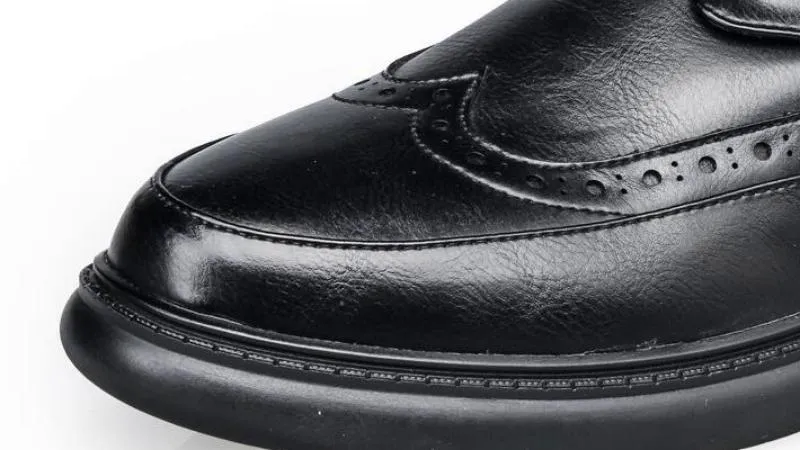 Men's Casual Leather Dress Shoes With Round Toe
