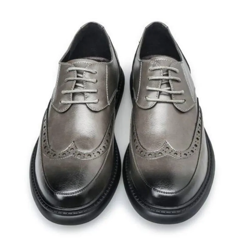 Men's Casual Leather Dress Shoes With Round Toe
