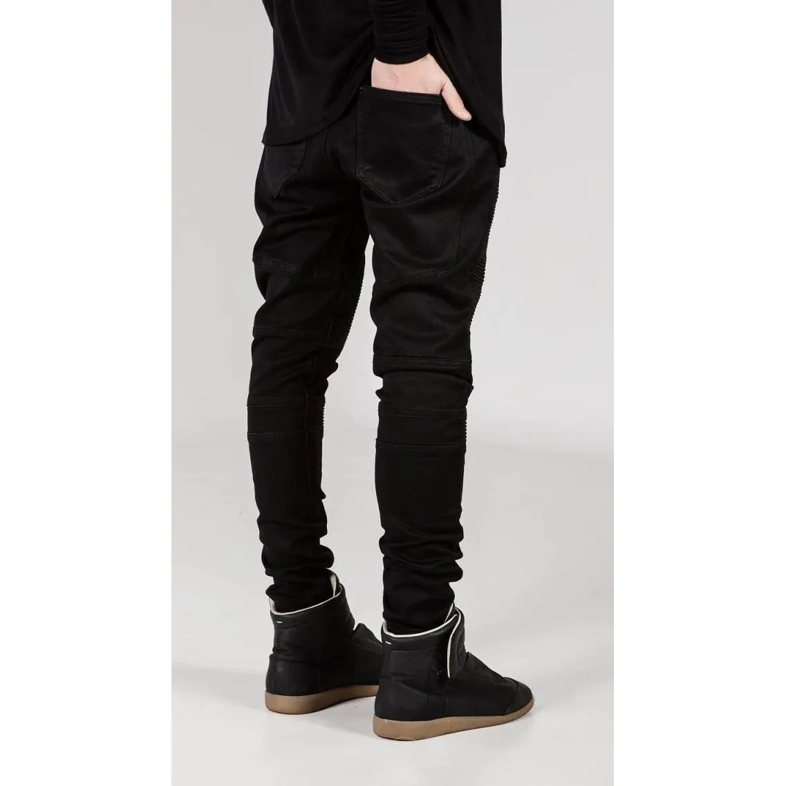 Men's Comfy Stretch Ripped Distressed Biker Jeans Pants Rock Revival