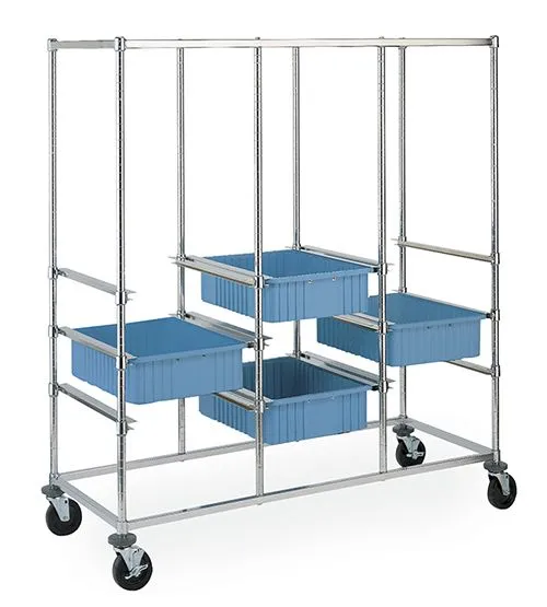 Metro PT3C-5M Triple-Bay Kitting Cart with Resilient Casters, 26" x 60" x 68"