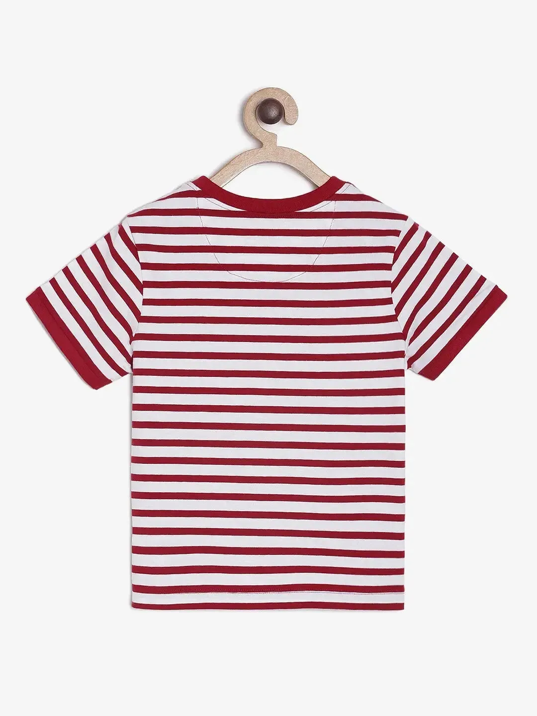 Red Striped Round Neck Supima Cotton T-shirt