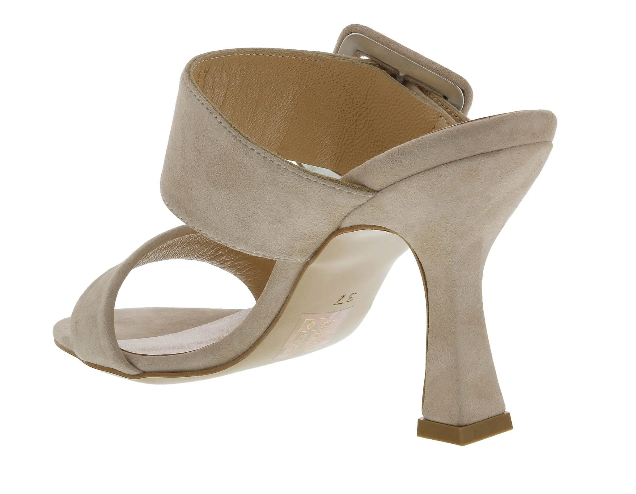 Ventutto Latte Wide Buckle High Heel Slide-