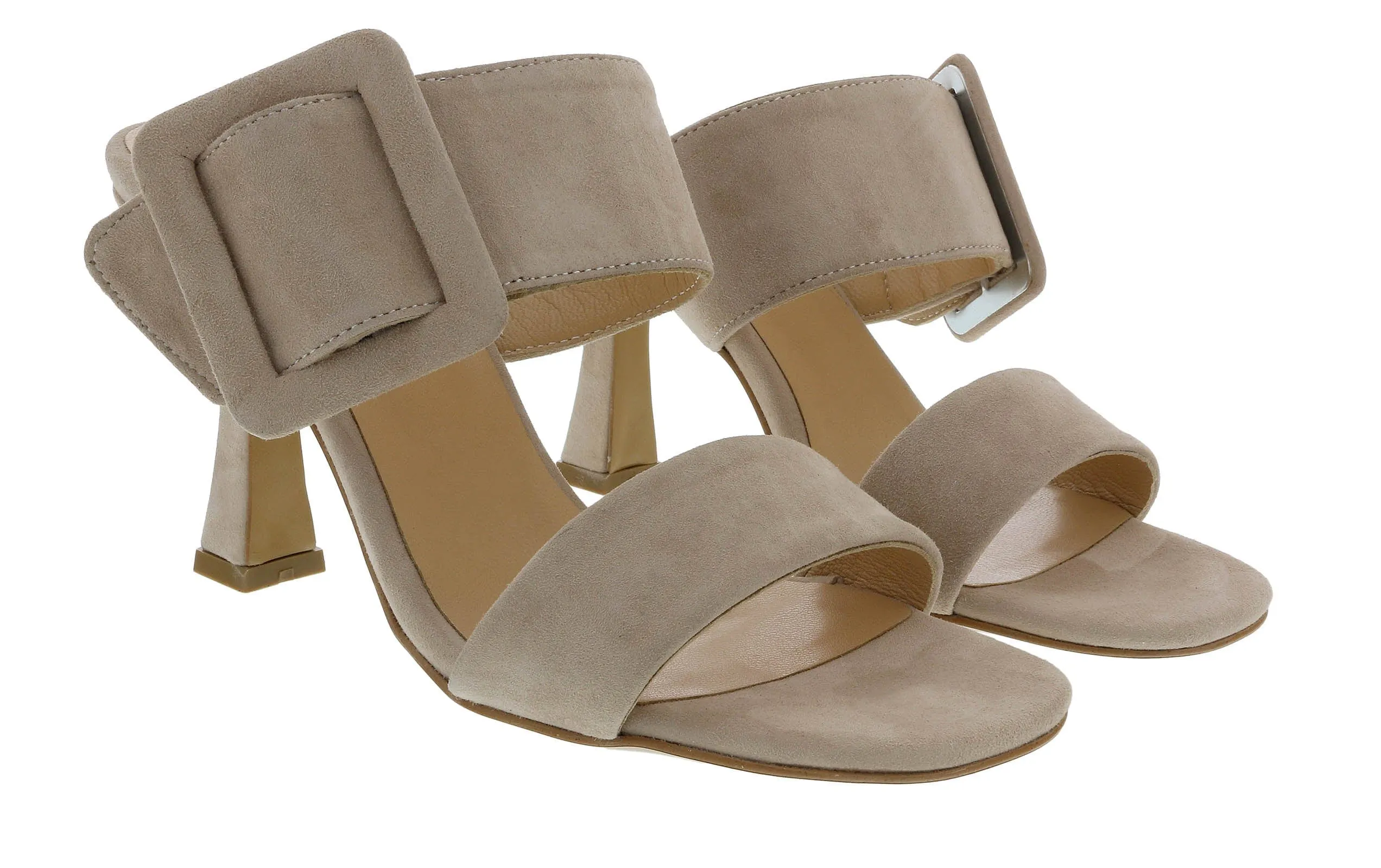 Ventutto Latte Wide Buckle High Heel Slide-