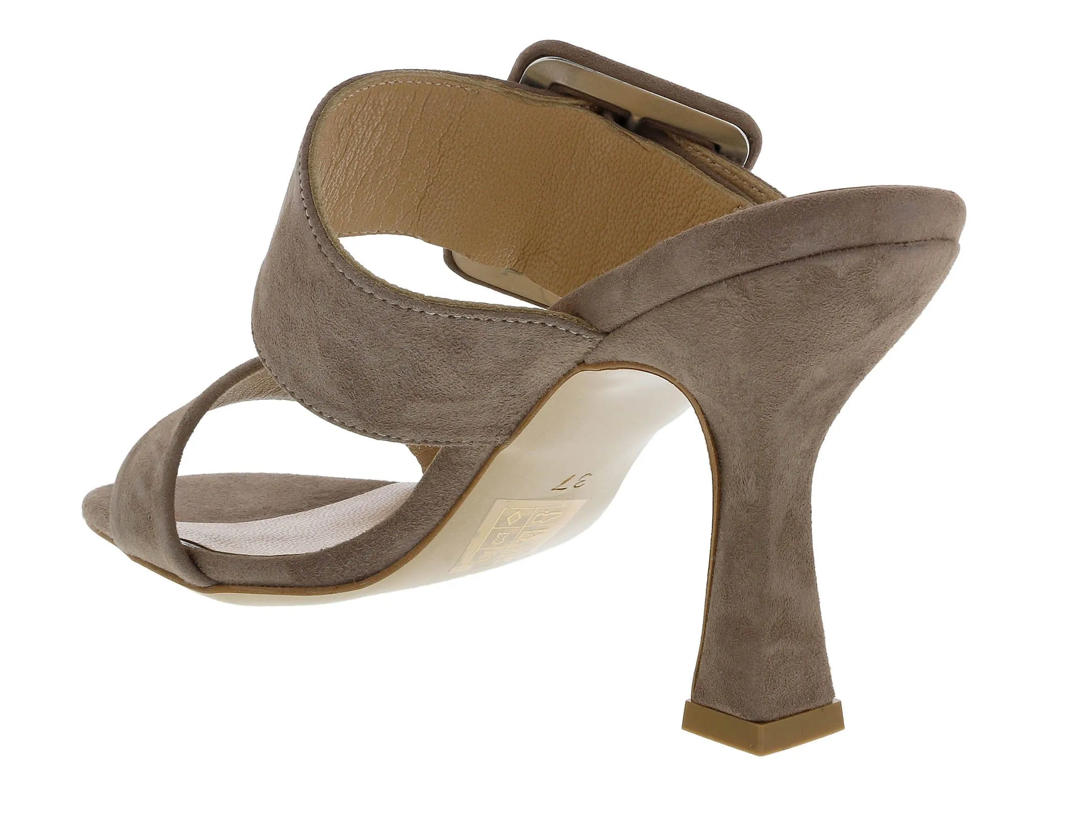 Ventutto Mink Wide Buckle High Heel Slide-